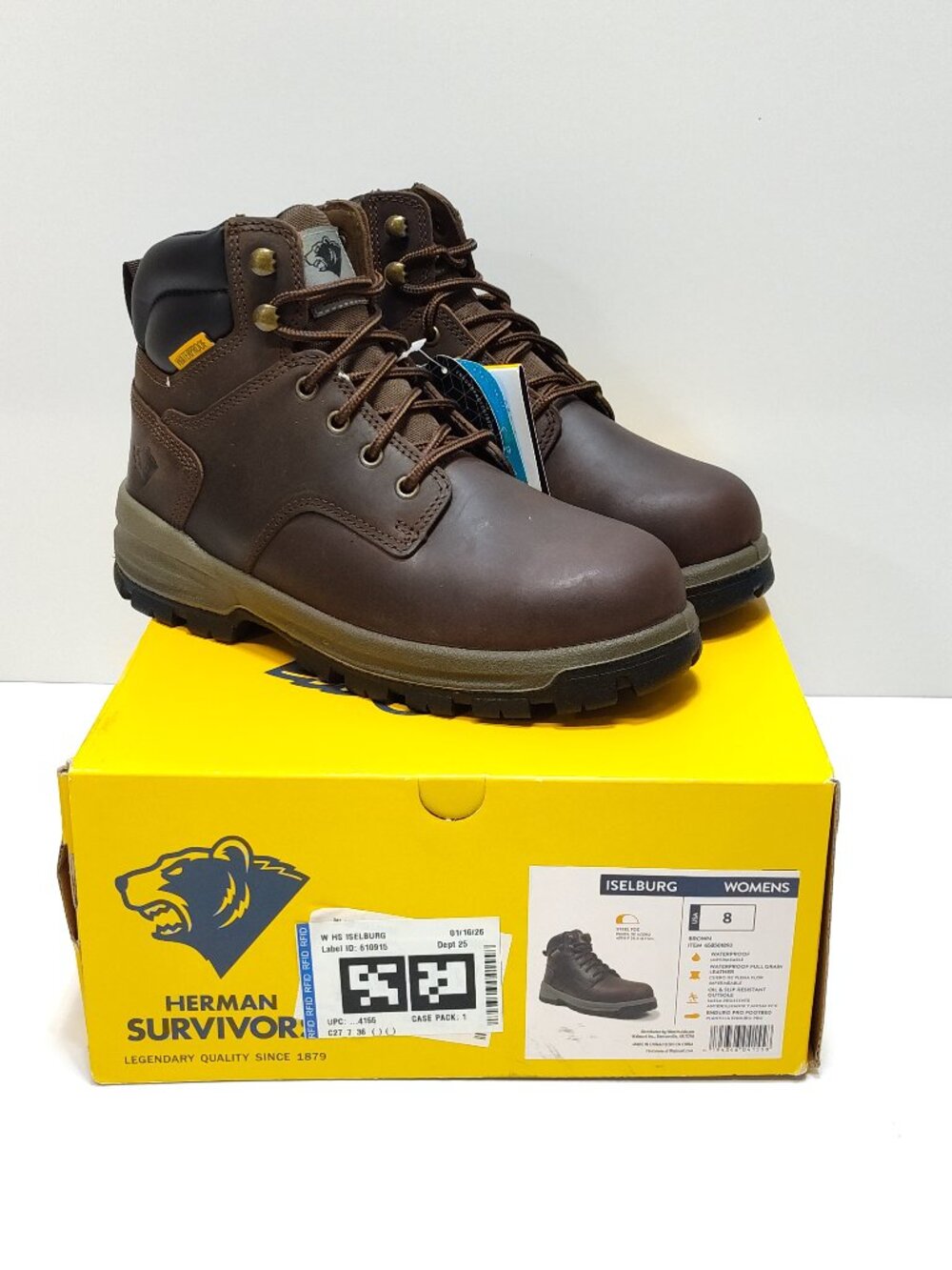 Herman Survivors Womens Iselburg Brown Steel Toe Waterproof Work Boots Size 8
